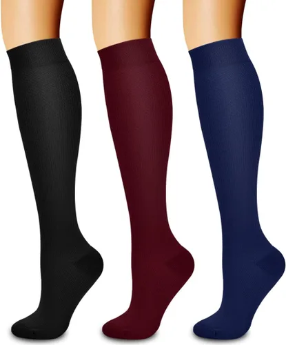 Miniatura 34 de Paquete de 3 pares de calcetines de compresión médica para mejorar la circulación de mujeres y hombres, para correr, hacer deporte y amamantar