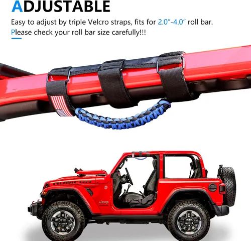 Miniatura 2 de Asas de agarre de barra antivuelco para Jeep Wrangler CJ YJ TJ JK JL 4XE Gladiator JT 1955-2025 2.0"-4.0" pulgadas, jaula antivuelco, mango de 2