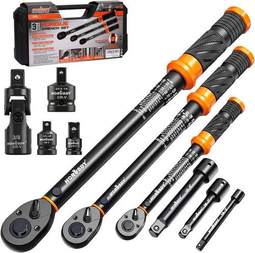Miniatura 11 de HORUSDY Juego de 5 llaves dinamométricas de 3/8" (5–45 ft-lb/ 6.8–61 Nm) – Llave dinamométrica de accionamiento de 3/8" con extensión de 3