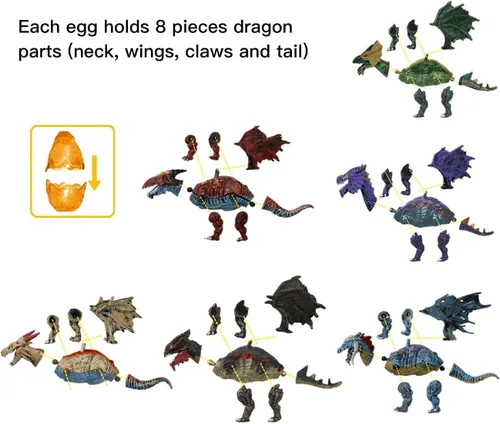 Miniatura 6 de [12 unidades] Deluxe figuras de dragón 3D realista – Puzzles Figura de dragón en huevos regalitos de Fiesta para niños juguete (5-pulgadas)