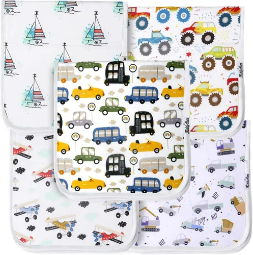 Miniatura 20 de KiddyStar Paquete de 5 paños de algodón orgánico para eructos, grandes, ultrasuaves de 3 capas para eructos, hombros y manos, altamente absorbentes