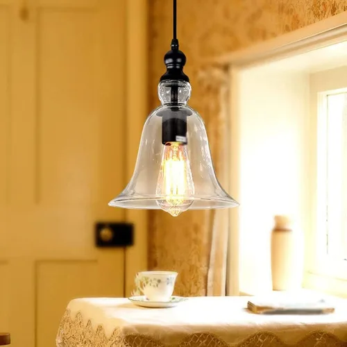 Miniatura 3 de Lámpara colgante de cristal retro americana, pantalla de cúpula de cristal, lámpara de techo rústica para isla de cocina, comedor, lámpara