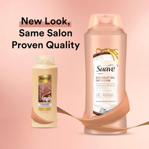 Miniatura 10 de Suave Champú reparador de daños con aceite de coco, para cabello normal, seco y dañado, con infusión de aceite de coco puro, 28 onzas, paquete de 4