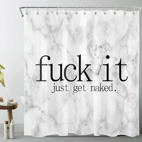 Miniatura 12 de LB Fuck It Get Naked - Cortina de ducha pequeña de 48 x 68 pulgadas, forro de cortina de ducha en blanco y negro, cortina de ducha estrecha