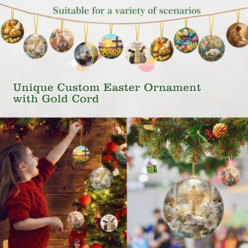 Miniatura 3 de 6 adornos colgantes de Pascua para árbol He is resucitado, decoración de árbol pequeño de Pascua, decoración cristiana de primavera para el hogar