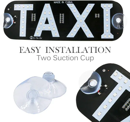 Miniatura 2 de YSY 1 juego de decoración de letrero LED de taxi, nuevo modelo de taxi con gancho intermitente de taxi intercambiable por USB en la ventana del Verde