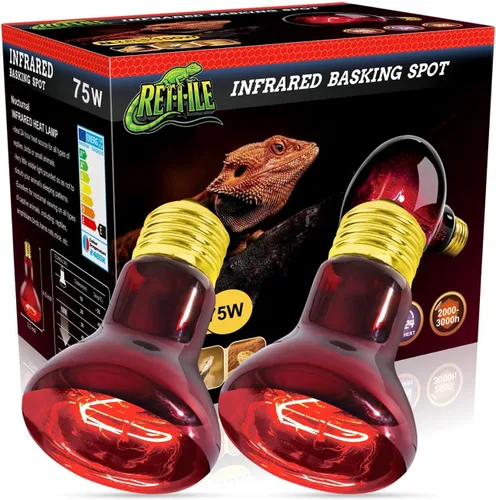 Miniatura 12 de Lámpara de calor para reptiles de 75 W, paquete de 2 bombillas UVA con base E26 para lagartos, tortugas, serpientes y anfibios