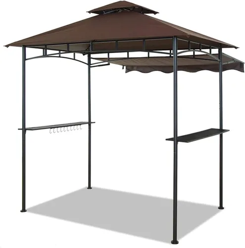 Miniatura 13 de CHARMELEON Gazebo de doble nivel para parrilla de 8 x 5 pies, tienda de campaña para patio y barbacoa al aire libre con toldo lateral extensible