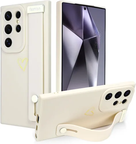 Miniatura 52 de Funda magnética compatible con Samsung Galaxy S25 Ultra para mujeres y hombres, estética flor de durazno, correa de muñeca ajustable incorporada