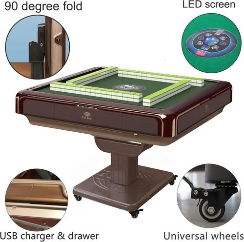 Miniatura 8 de Mesa automática de Mahjong de 1.575 in con 2 juegos de azulejos numerados de 1.575 in estilo filipino/americano/chino