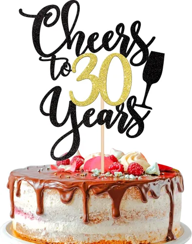 Miniatura 11 de 1 pieza de decoración para tartas de "Cheers to 20 años" con purpurina dorada y negra para pastel de 20 años, decoración de pastel de 20 años