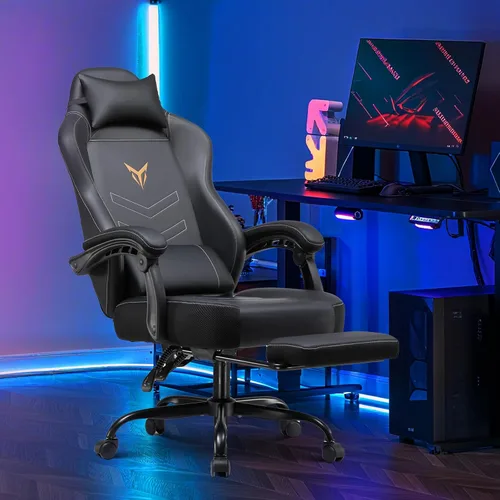 Miniatura 8 de GTPLAYER Silla de juegos con reposapiés, silla reclinable con reposacabezas y soporte lumbar, reposabrazos de acoplamiento, silla ergonómica