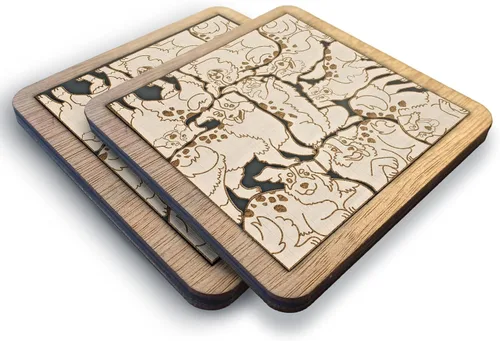 Miniatura 27 de 02 Posavasos de Perro Beagle - Juego de Posavasos de Madera con Rompecabezas de Perro Beagle - Posavasos Entrelazados tipo Rompecabezas con Diseño