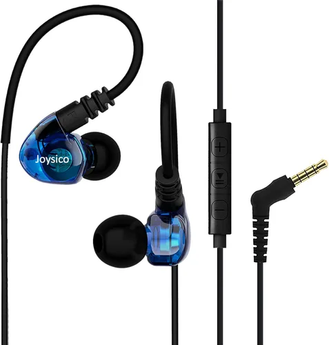 Joysico - Auriculares con cable para colocar sobre la oreja para niños, mujeres con orejas pequeñas, auriculares deportivos intraauriculares con Azul