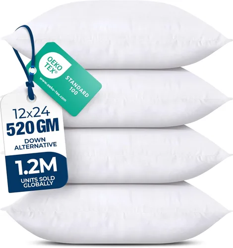 Miniatura 13 de Utopia Bedding Juego de 1 almohada (1 unidad, color blanco) – Almohadas alternativas de plumón de 12 x 20 pulgadas para cama, sofá y sofá, almohada