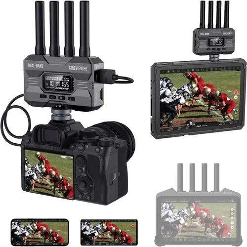 Accsoon Transmisor y receptor HDMI de transmisión de video inalámbrica CineView HE, doble banda 1080p60 1200 pies RNG.60ms LAT., transmisión en vivo