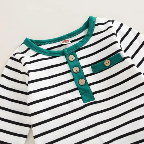 Miniatura 87 de Conjunto de 2 piezas de sudadera de manga larga con cuello redondo y pantalones casuales para bebés y niños pequeños