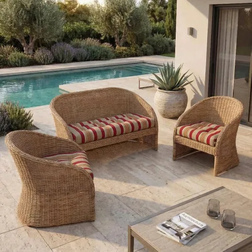 Miniatura 88 de RSH DECOR: Sunbrella 3-Piece Tufted Wicker Cushion Set 44" x 22" & 22" x 22" Outdoor Loveseat & U-Shaped Seat Cushions Crafted with