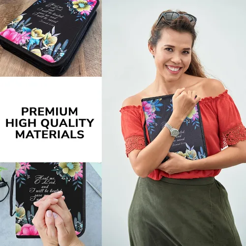 Miniatura 16 de DEHITE Funda para la Biblia para mujer, fundas de tela prémium para la Biblia para niñas, bolsa de transporte para mujer, ranuras para bolígrafos