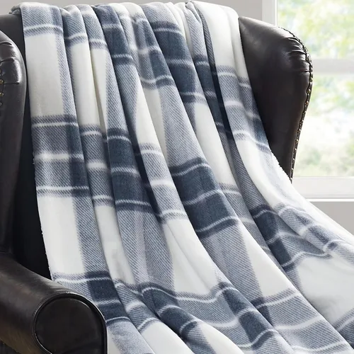 Miniatura 5 de Cannon Cozy Teddy - Manta de poliéster azul y crema, 1 pieza, 50 x 70 pulgadas, a cuadros, 100% poliéster, para hombres y mujeres, certificado
