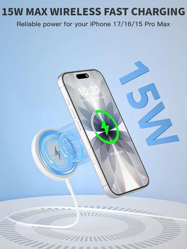 Miniatura 2 de Cargador inalámbrico magnético de 10 pies de carga rápida Apple Mag-Safe Cargador magnético para iPhone 17Pro Max/16 Pro Max/16Pro/16/iPhone 15Pro