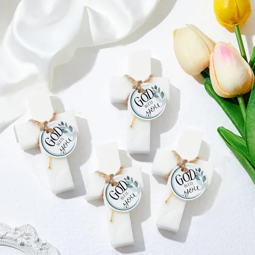 Miniatura 4 de 24 piezas de regalos de bautismo para invitados, jabón cruzado, regalos de jabón de baby shower, jabones perfumados, regalos de primera comunión