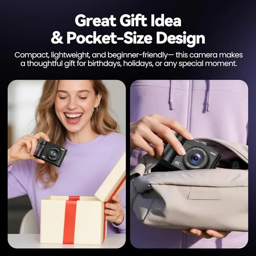 Miniatura 6 de Cámara digital 4K para fotografía y vlogging: cámaras de 50MP para video - cámara de foto con zoom 16X, regalos de cámara digital para adolescentes