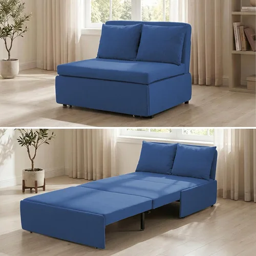 Miniatura 16 de BALUS Sofá cama extraíble tamaño individual de 43 pulgadas de ancho con camas extraíbles, sofá cama convertible 2 en 1 de lino con almohadas