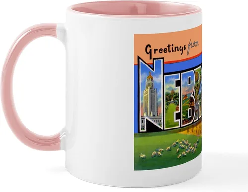 Miniatura 111 de CafePress I Love Nebraska Taza de café de cerámica de 11 oz (11.0 fl oz)