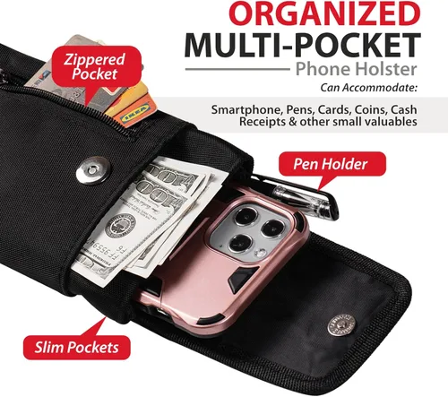 Miniatura 4 de Ranboo Funda de nailon para teléfono celular para cinturón, funda para teléfono con clip para cinturón para iPhone 17 Pro Max 16 Pro Max 15 Pro Max