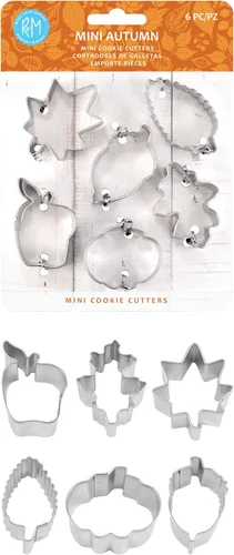 Miniatura 2 de R&M International Mini cortadores de galletas de hojas de otoño, bellota, calabaza, roble, arce, álamo, manzana, juego de 6 piezas en lata de regalo