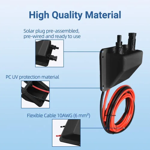 Miniatura 4 de Glándula de entrada de cable solar Slocable, carcasa de entrada de doble cable solar con cable de 10 pies 10awg, IP68 resistente a los rayos UV