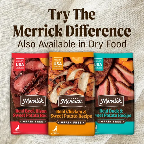 Miniatura 9 de Merrick Alimento enlatado natural y de primera calidad sin granos, receta húmeda suave y saludable, cena de carne de res real de Texas