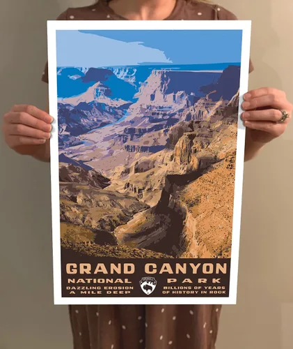 Miniatura 4 de Póster de viaje de estilo vintage del Parque Nacional del Gran Cañón, 8 x 10, 12 x 18, 18 x 24 pulgadas, 24 x 36 pulgadas, 4 x 6 pulgadas, impresión
