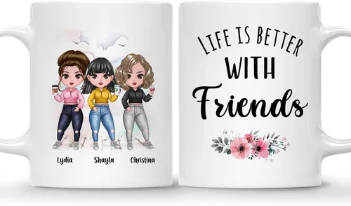 Miniatura 30 de Gossby Taza personalizada para amigas, Besties Forever, regalo personalizado para mejores amigas para mujeres con nombres de avatares, regalo 4