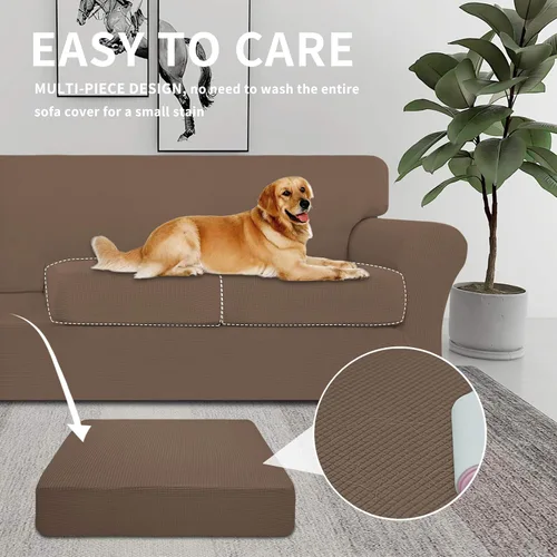 Miniatura 3 de Easy-Going Funda Elástica de Sofá de 4 Piezas Funda de Sofá para Perros Lavable Funda de Sofá para Sofá de 3 Cojines Separados Tela Jacquard