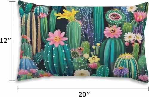 Miniatura 2 de EKOBLA Fundas de almohada decorativas Cactus estilo granja para sofá, cama, almohadas lumbares rectangulares oblongas de 12x20 pulgadas, con plantas