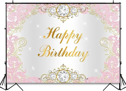 Miniatura 3 de Avezano Telón de fondo de fiesta de cumpleaños de princesa para niña, decoración de fiesta rosa y dorado, fondo de fotografía, fondo de fotografía