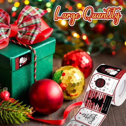 Miniatura 4 de 720 piezas de etiquetas autoadhesivas para regalos de Navidad, etiquetas de nombre kraft de Navidad, pegatinas navideñas de kraft natural, etiquetas