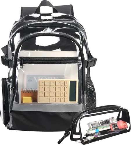 Miniatura 3 de BORMELUN Mochila transparente resistente – Mochila transparente para estadio escolar para niños, niñas, hombres y mujeres (negro 3)