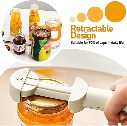 Miniatura 3 de Haofy Tornillo ajustable de acero inoxidable 3 en 1 multifuncional retráctil para abrebotellas, abridor de botellas, herramienta auxiliar de Beige