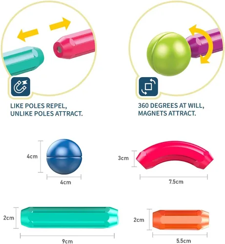Miniatura 4 de Ferthor Fun Juguetes de aprendizaje para niños y niñas de 4 a 5 años, bloques magnéticos, juguetes magnéticos para niños de 1 a 3 años, bolas