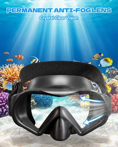 Miniatura 2 de Aegend Máscara de buceo para adultos y jóvenes, antivaho anti-UV, amplia visión, máscara de esnórquel para buceo, natación, esnórquel