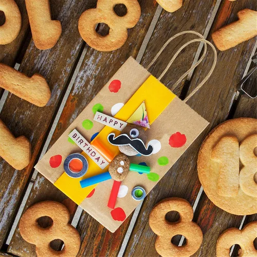 Miniatura 6 de BagDream Paquete de 50 bolsas pequeñas de papel kraft de 3.5 x 2.4 x 6.7 pulgadas con asas, mini bolsas de regalo de fiesta, bolsas de dulces, bolsa