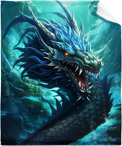 Miniatura 12 de Manta de Dragón Azul, Regalo para Mujeres, Hombres, Niñas, Niños, Amantes de Dragones, Manta de Franela Suave Azul para Sala de Estar, Sofá, Sillón