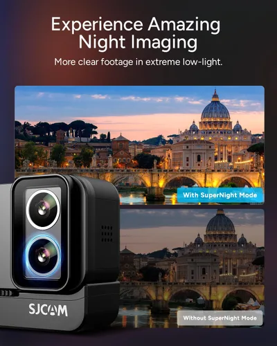 Miniatura 3 de SJCAM Cámara de acción SJ20, visión nocturna MIC Ultra y 4K verdadero, potencia 8H, lente dual 4K, FOV gran angular de 154°, movimiento de poca luz