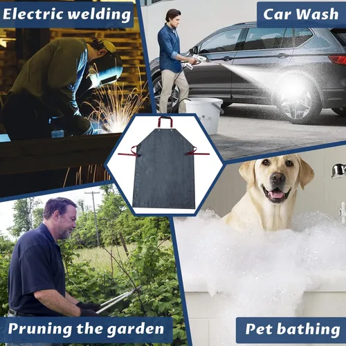 Miniatura 4 de Delantal de goma grueso, delantales profesionales impermeables resistentes a productos químicos y aceite para lavar platos, aseo de perros, Negro