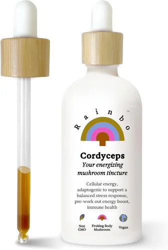 Rainbo - Tintura de hongos Cordyceps - Suplemento de hongo de extracto dual - Apoyo inmunológico, energía, suplemento Cordyceps líquido, vegano, sin