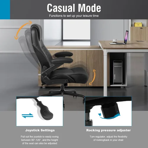 Miniatura 6 de Flysky Silla de oficina ergonómica ejecutiva, silla de oficina grande y alta para personas pesadas, piel sintética, soporte lumbar, reposabrazos