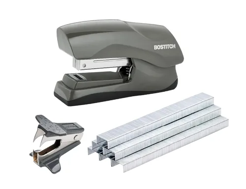Miniatura 8 de Bostitch Office - Engrapadora resistente de 40 hojas con 1250 grapas y removedor de grapas, sin atascos, grapadora de escritorio, para pizarras Rojo